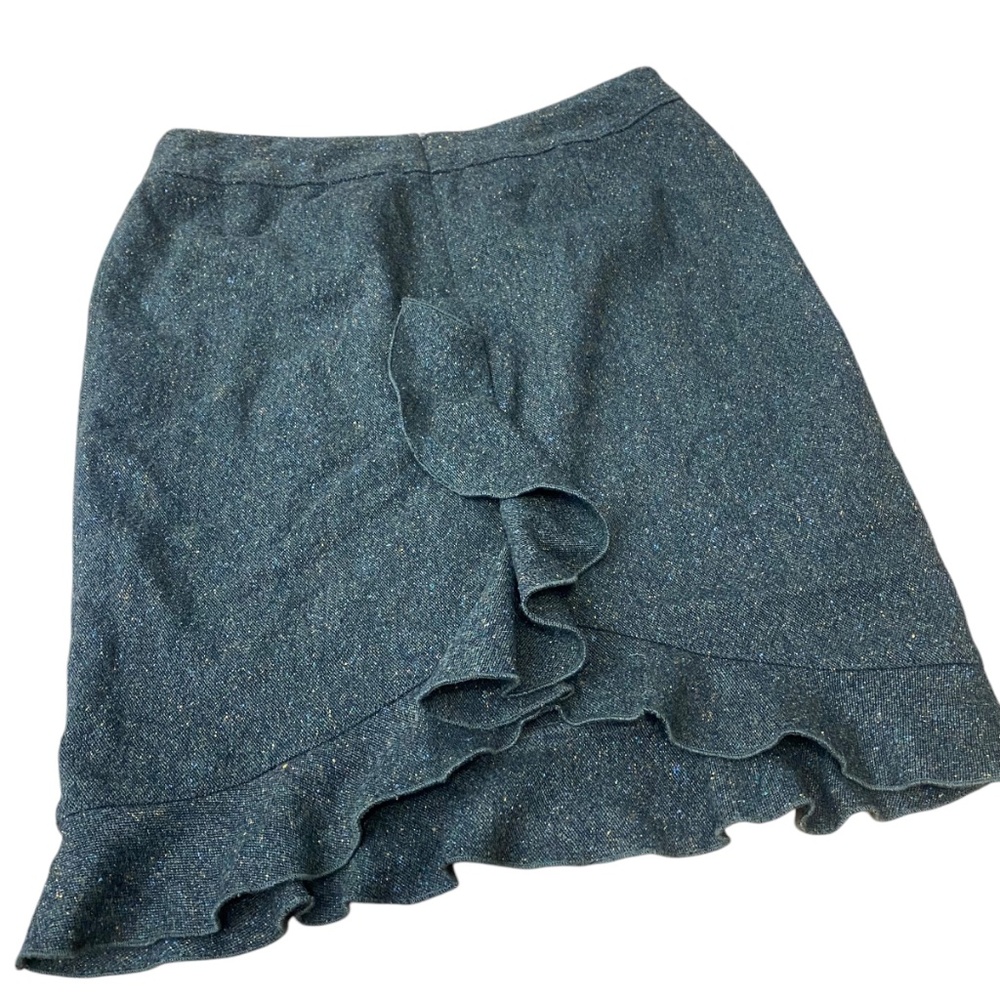 Club Monaco Skirt Womens Size 6 Wool Silk Blend Office Suits Career Gray Ruffle